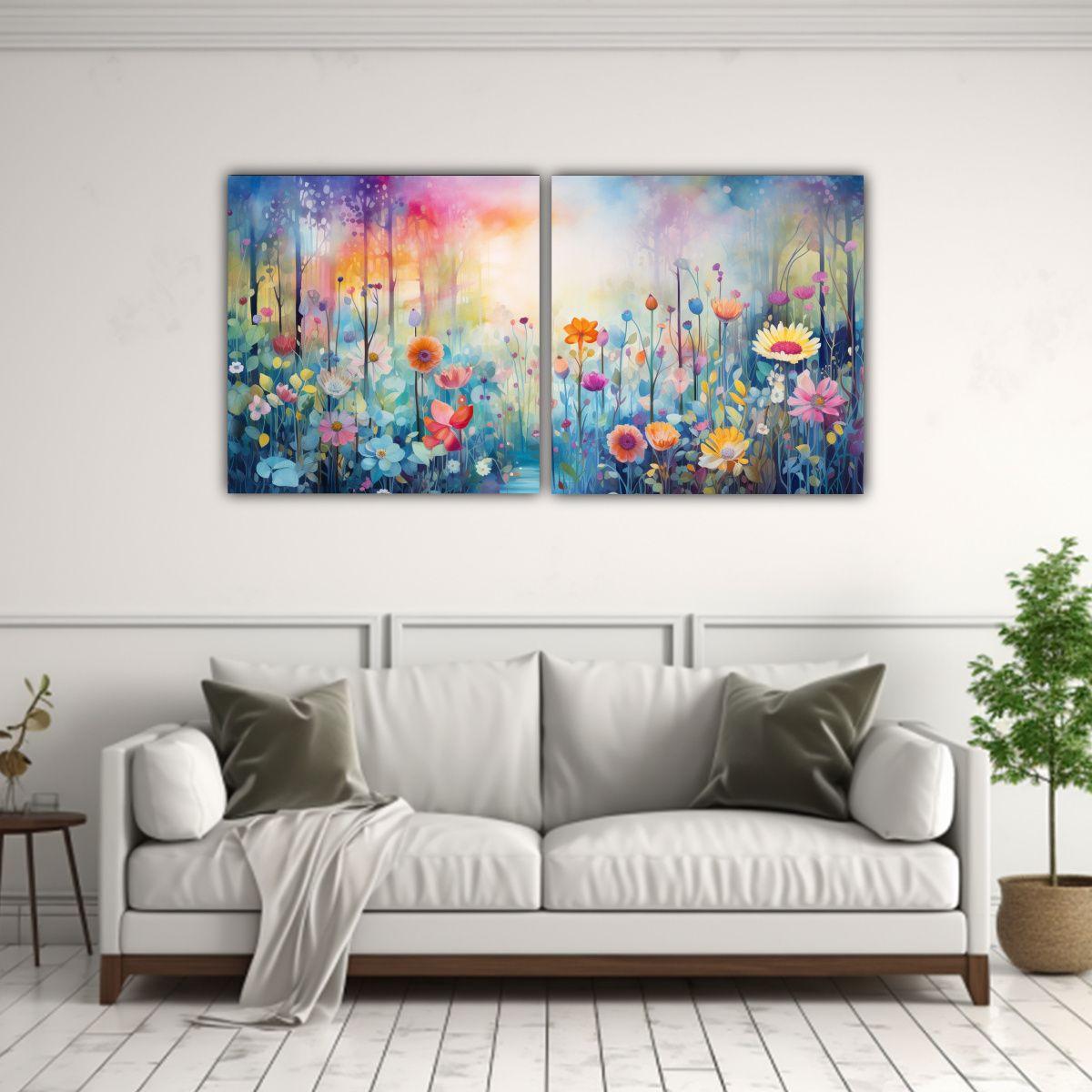 Cuadro Moderno De Jardín Tranquilo Al Amanecer 80x40 Cm-2