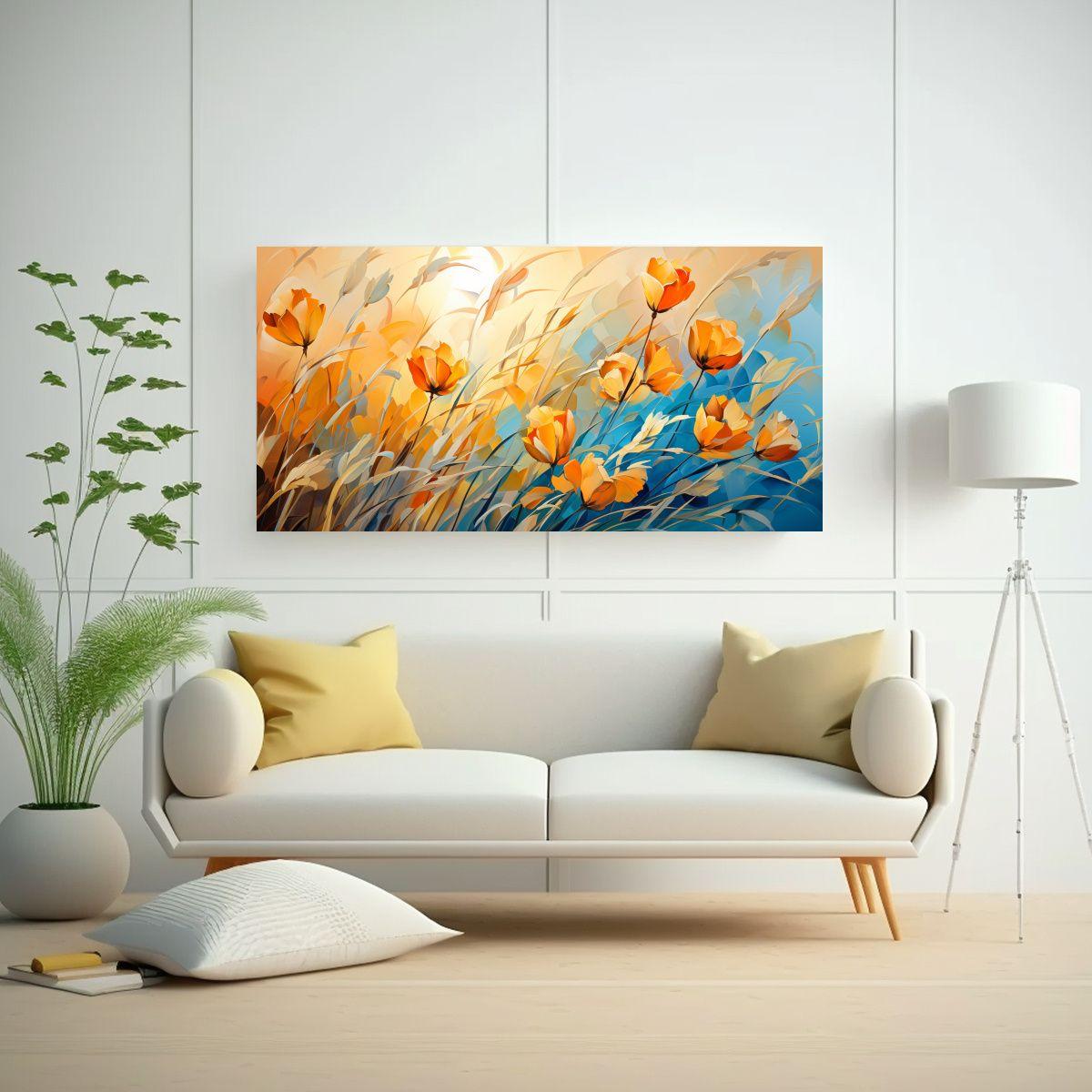 Cuadro Expresión Salón Trigo En Colores Naranja  80x40cm-2