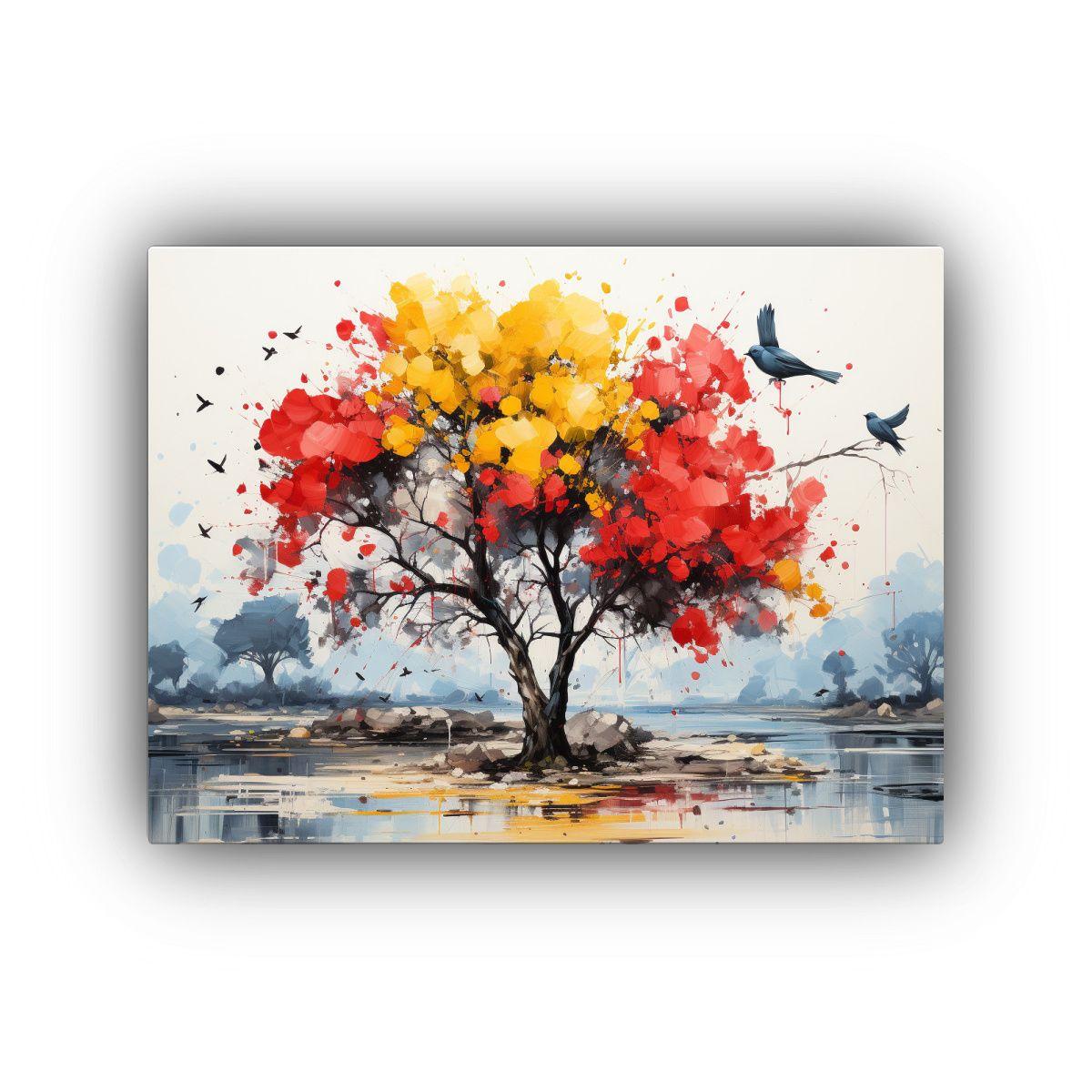 Cuadro Abstracto De Limonero En Colores Rojo Y 60x40cm-0