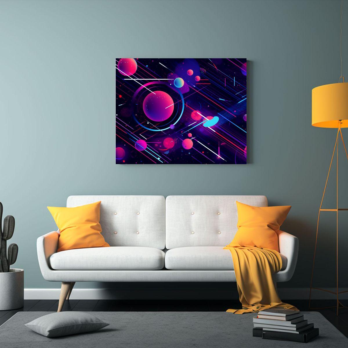 Cuadro Geométrico Cósmico Para Decoración De Oficina Con  90x60cm-2