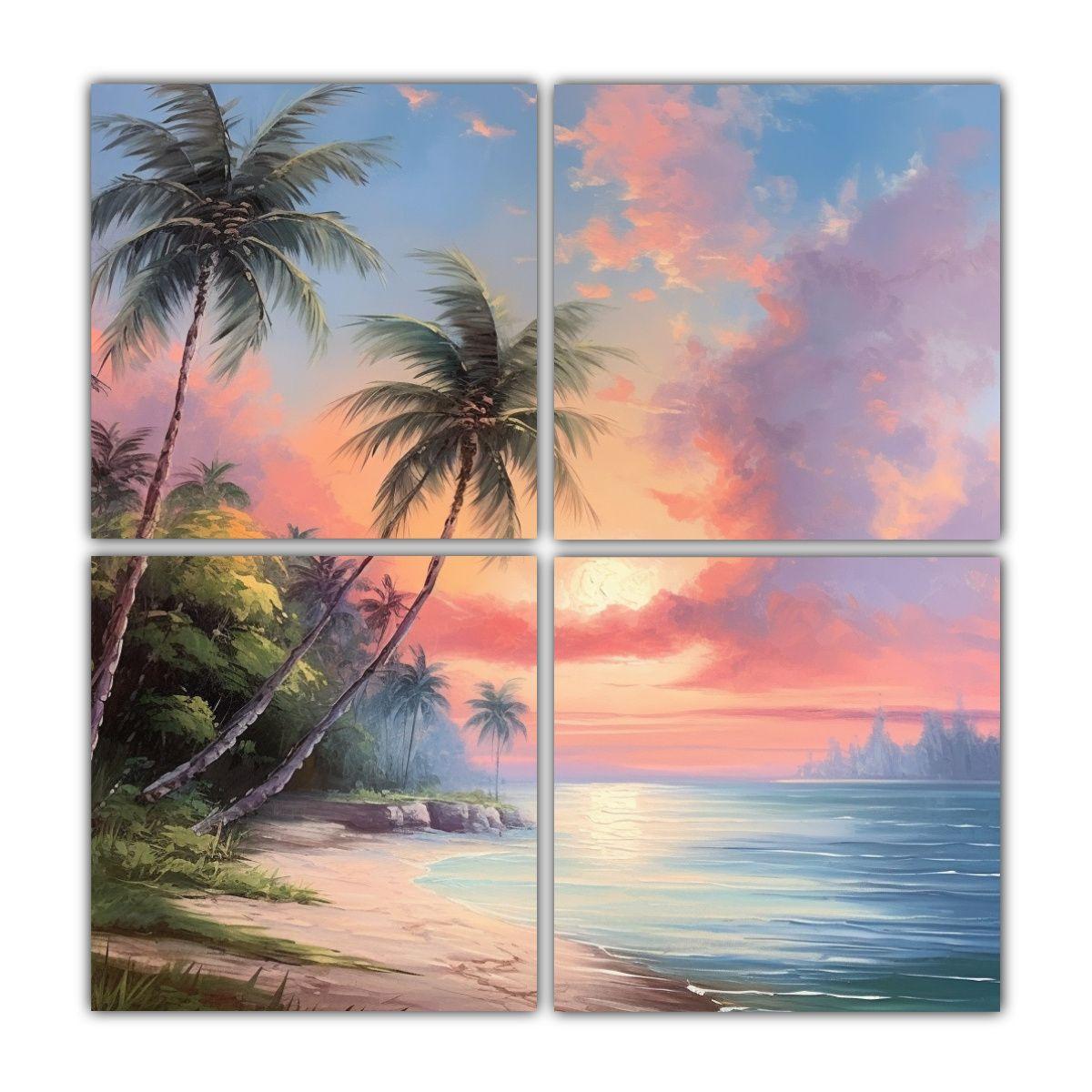 Paisaje Costero Cautivador Con Cielo Azul Sereno 100x100 Cm-0