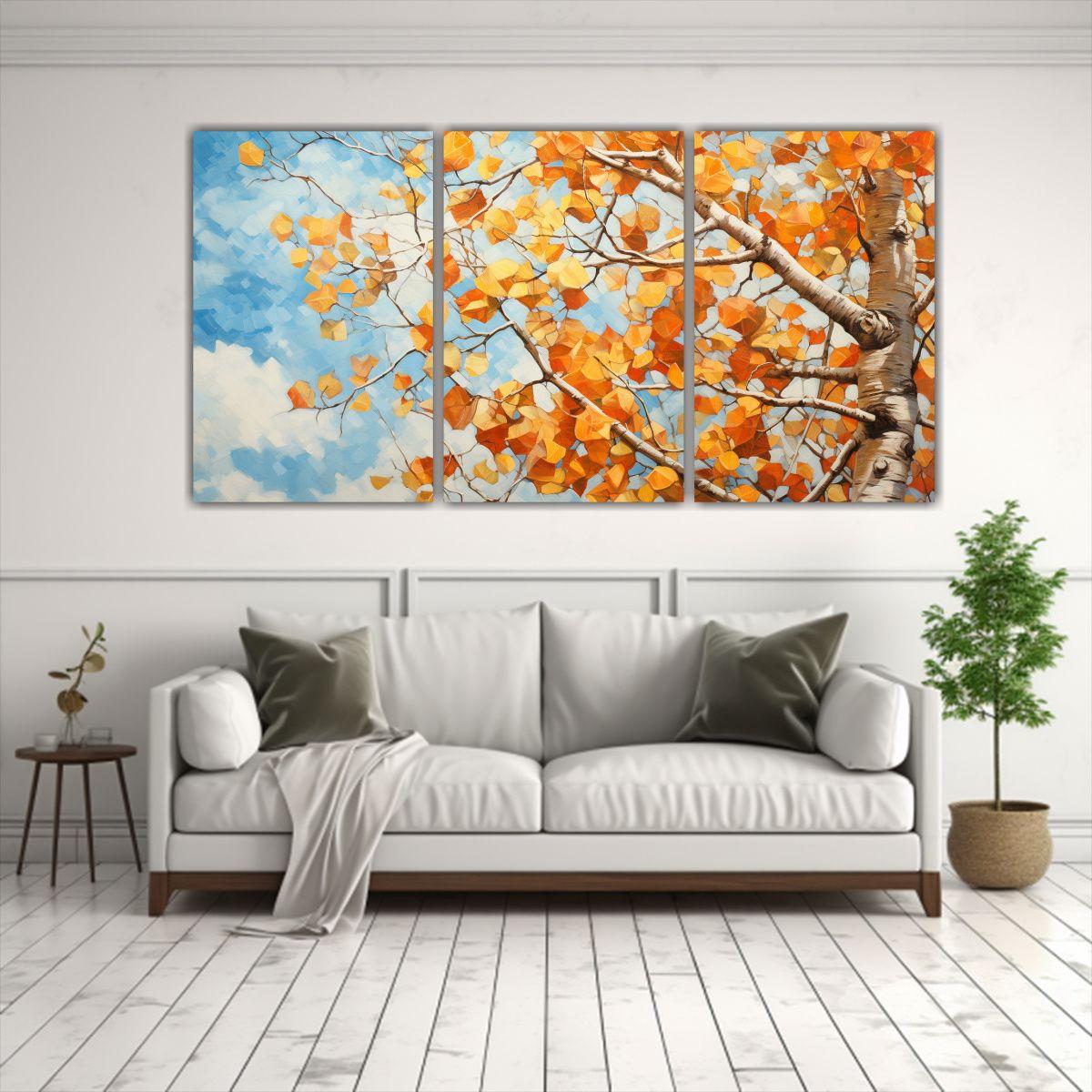 Artes De Pared Aspen Tree Estilo óleo Detallado 60x30 Cm-2
