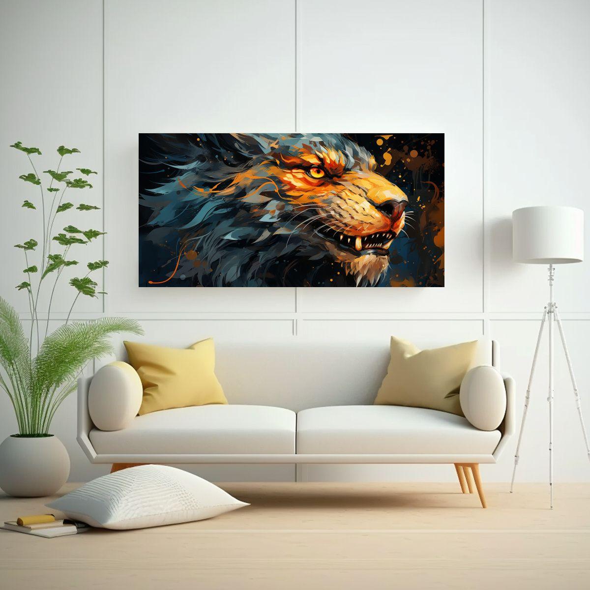 Pintura Decorativa De Dragón En Tonos Amarillo Y  80x40cm-2