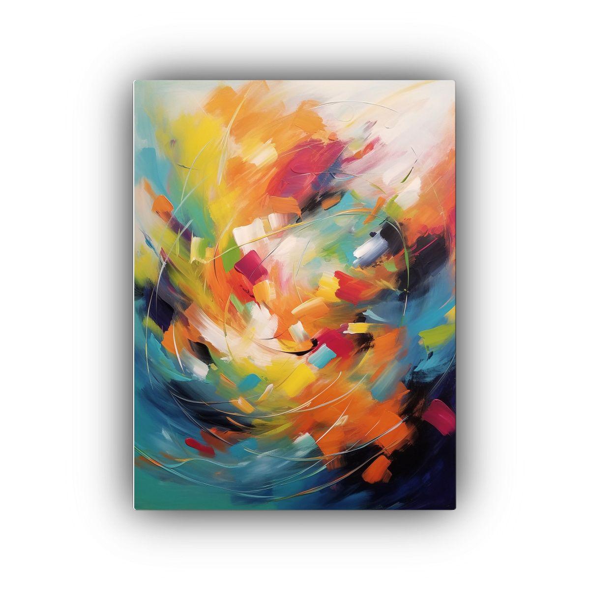 Pintura Abstracta De Movimiento De Color En Cuadro 20x30cm-0