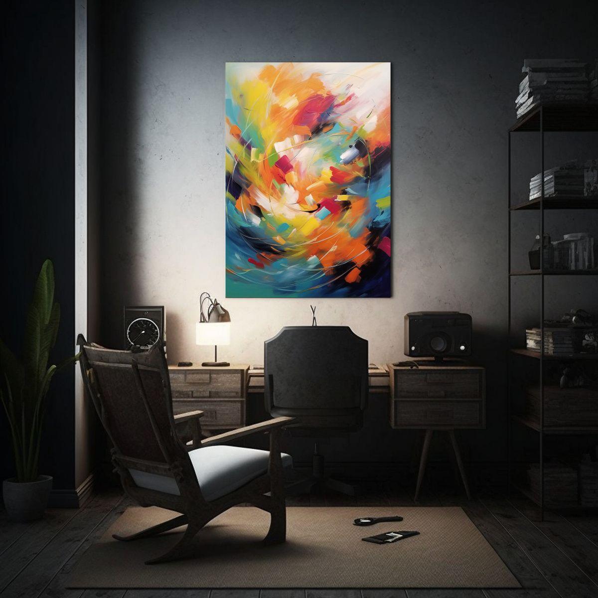 Pintura Abstracta De Movimiento De Color En Cuadro 20x30cm-2