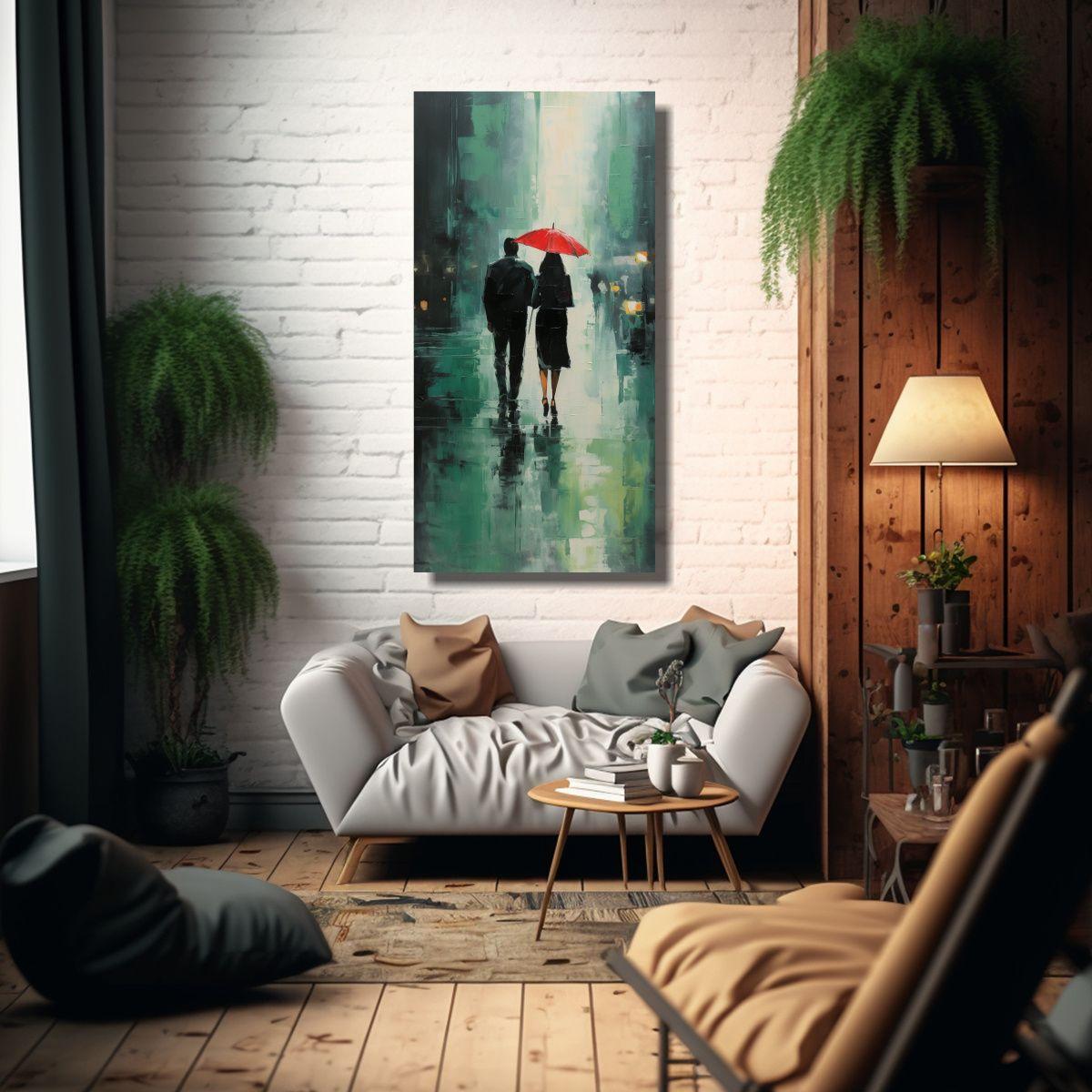Cuadro Impreso Clásico De Gente Caminando Bajo 80x160cm-2
