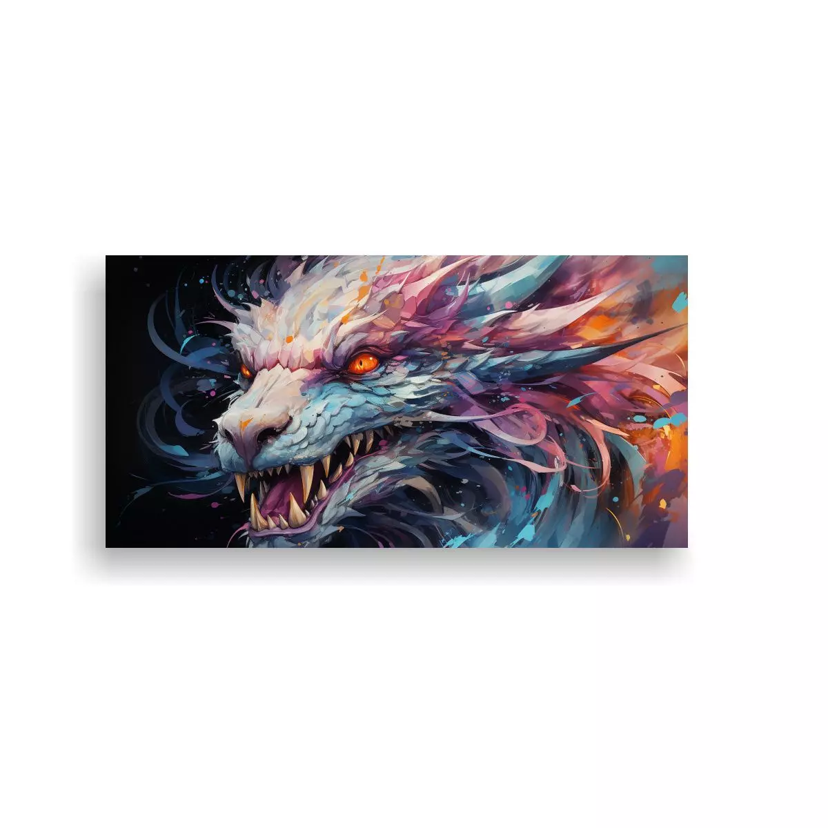 Cuadro Visual De Un Dragón En Colores Arcoíris 100x50cm-0