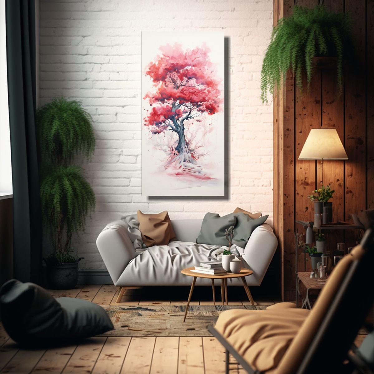 Pintura Abstracta De árbol De Enebro En Colores 40x80cm-2