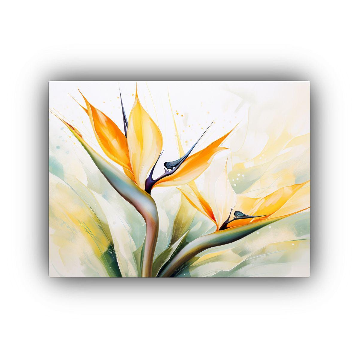 Cuadro Abstracto Combinación De Flores Del Paraíso Amarill 40x30cm-0