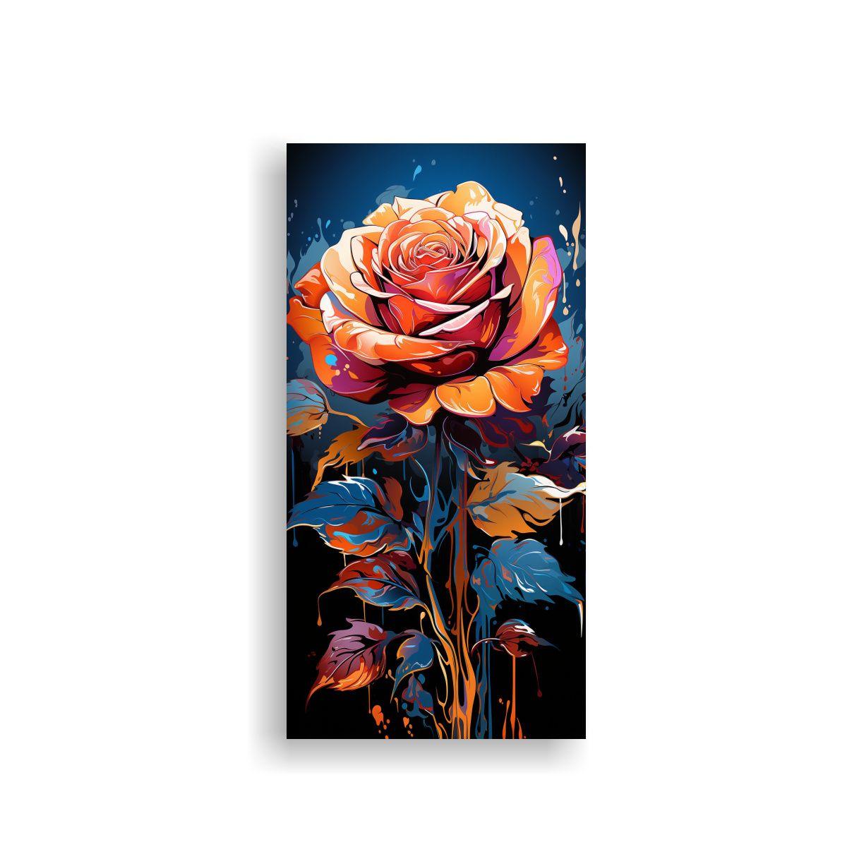 Cuadro Rosa Armonía Colores: Diseño Graffiti 60x120cm-0