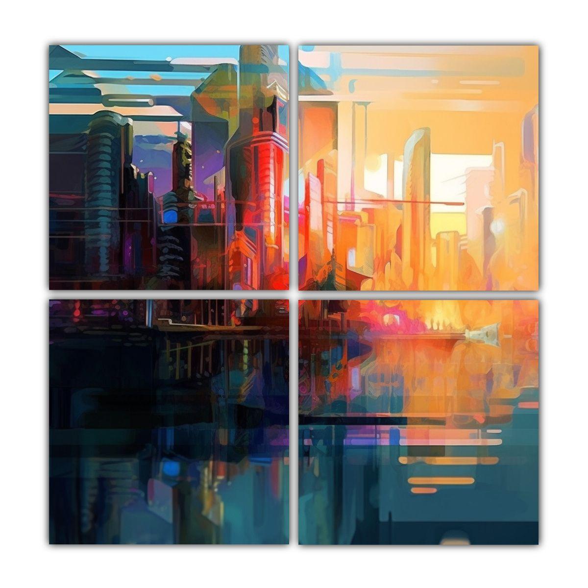 Cuadros Vintage Calidez Ciudad Paisaje 40x40 Cm-0