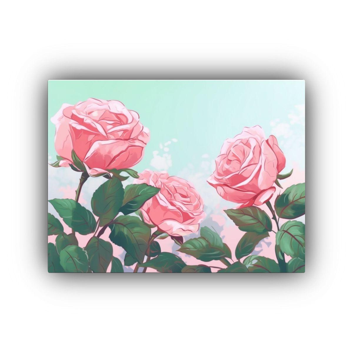 1 Cuadro Abstracto Impactante Rosas En Fondo Rosa Galería 60x40cm-0