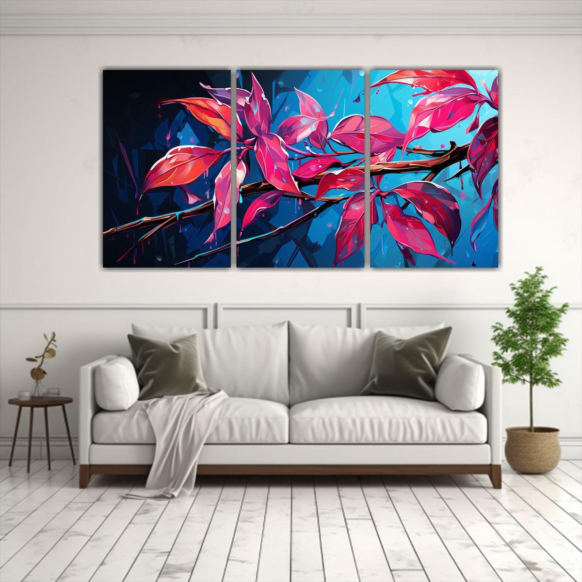 Pintura Decorativa Abstracta De Hojas De Bambú 90x45 Cm-2