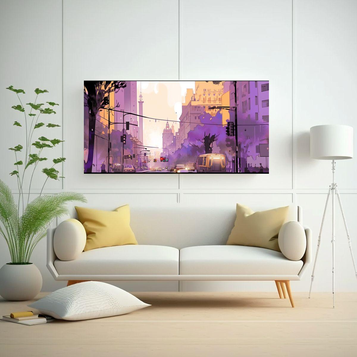 Cuadro Decorativo De Santiago City En Chile En Ton 100x50cm-2