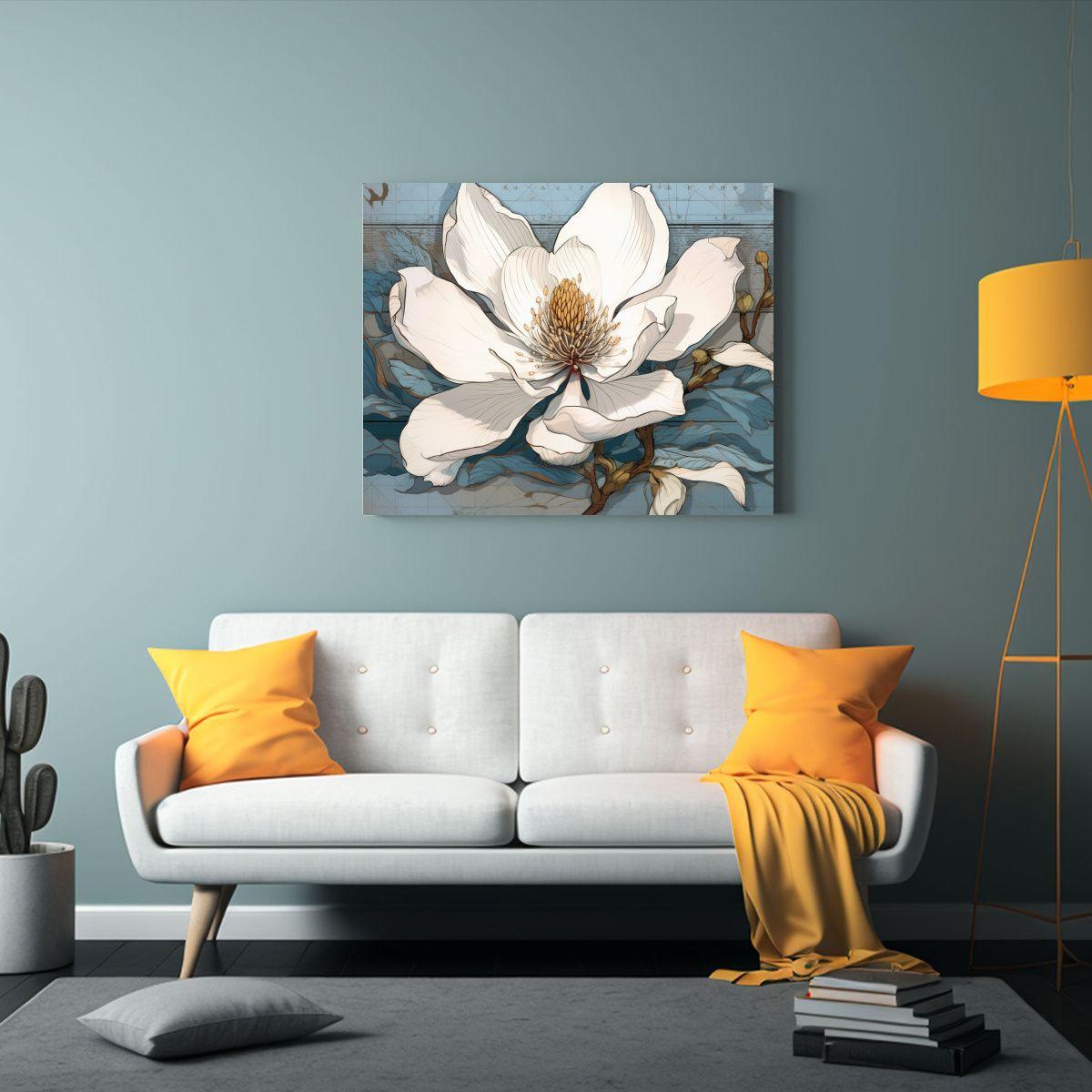 Cuadro Montaje Resistente Horizontal De Flor De Magnolia 60x40cm-2