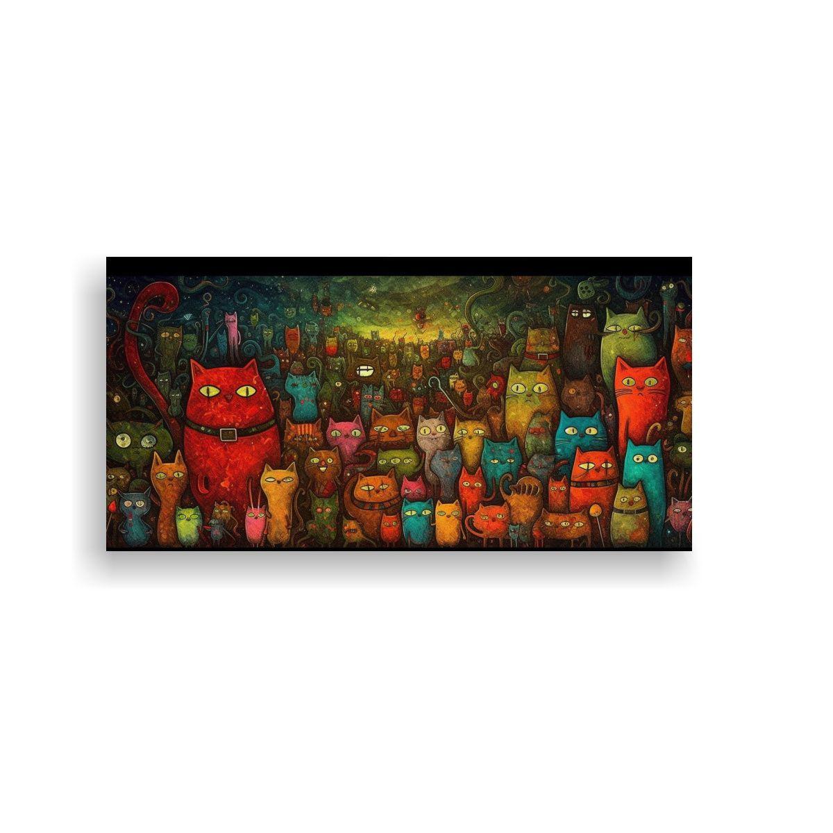 Cuadro Composición Figuras Gato Familiar 60x30cm-0