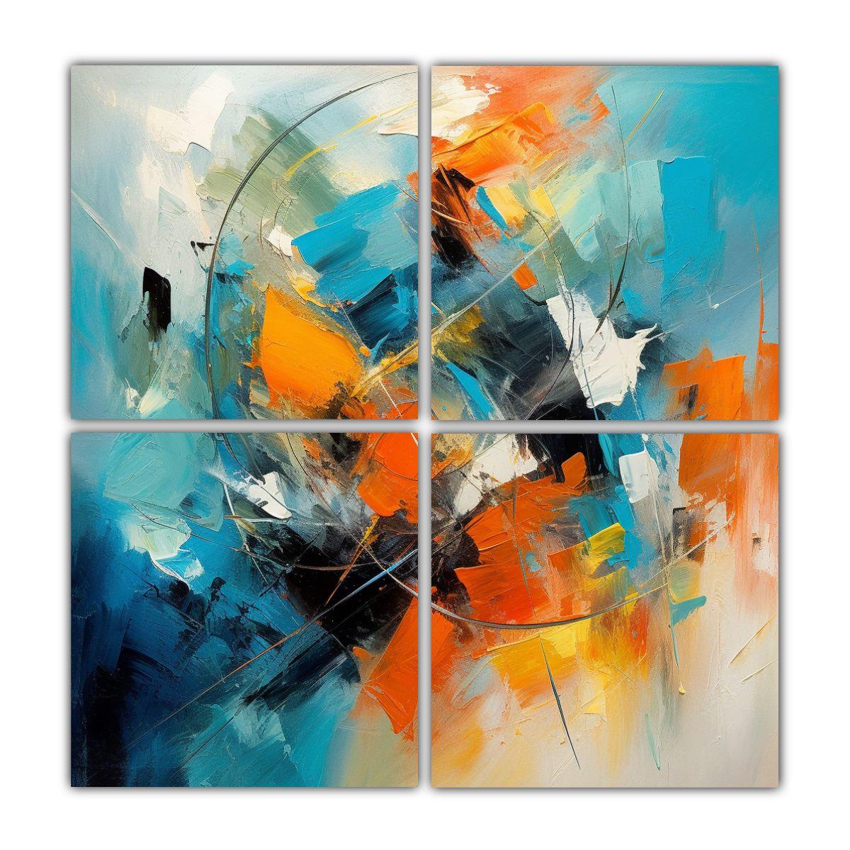 4 Cuadros Acuarela Full Color Arte Abstracto Para 80x80 Cm-0