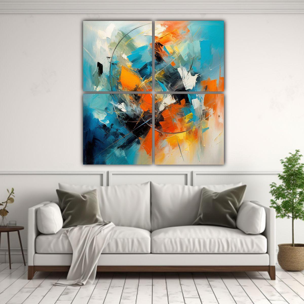 4 Cuadros Acuarela Full Color Arte Abstracto Para 80x80 Cm-2
