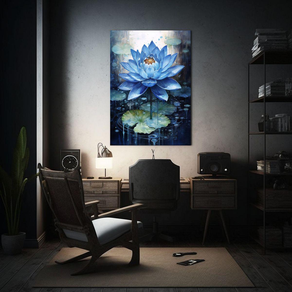 Lienzo Decorativo Temática Flor De Loto Azul 30x40cm-2