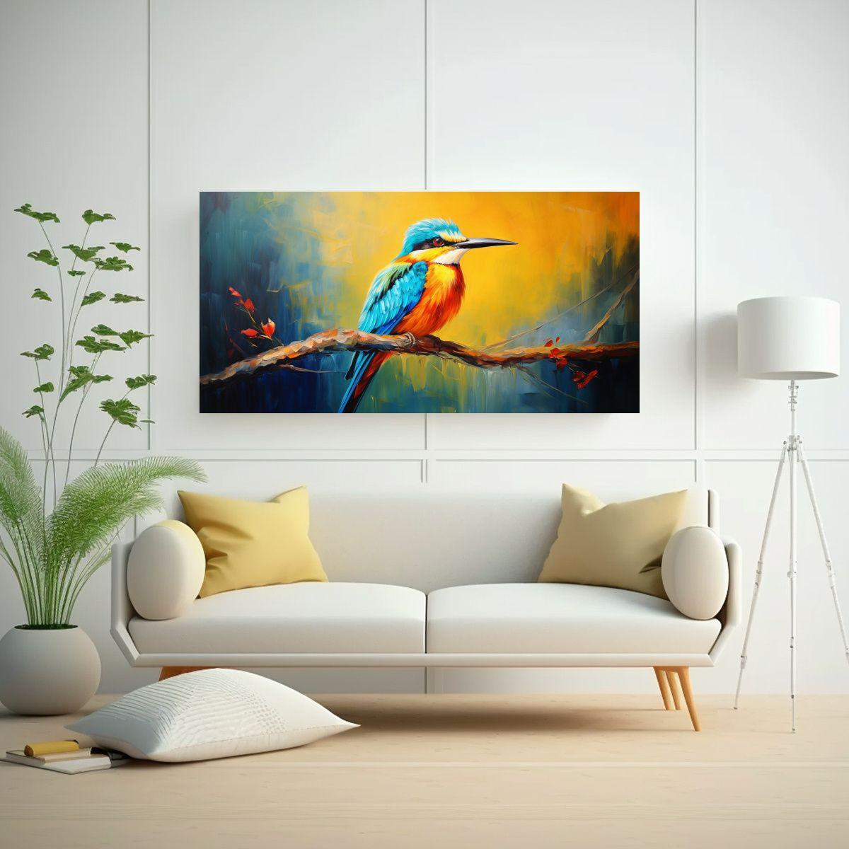 Pintura Al Estilo óleo Inspiradora De Un Pájaro 40x20cm-2