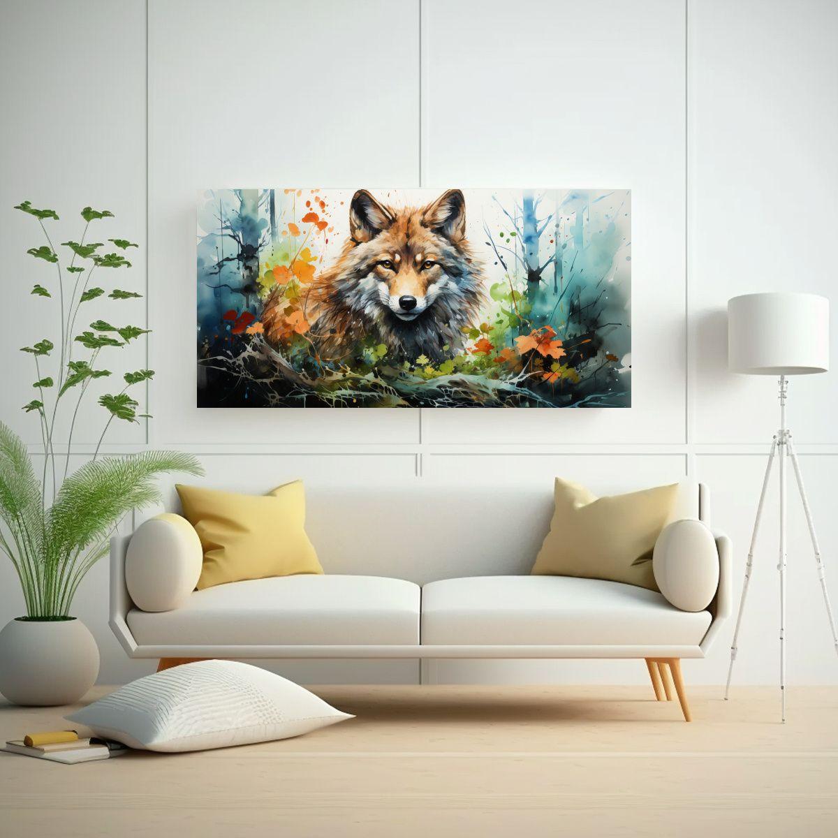 Pintura En Acuarela Colorida De Animales Del Bosqu 40x20cm-2