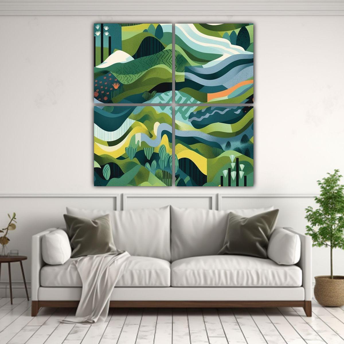 Cuatro Pinturas Decorativas De Paisajes 180x180 Cm-2