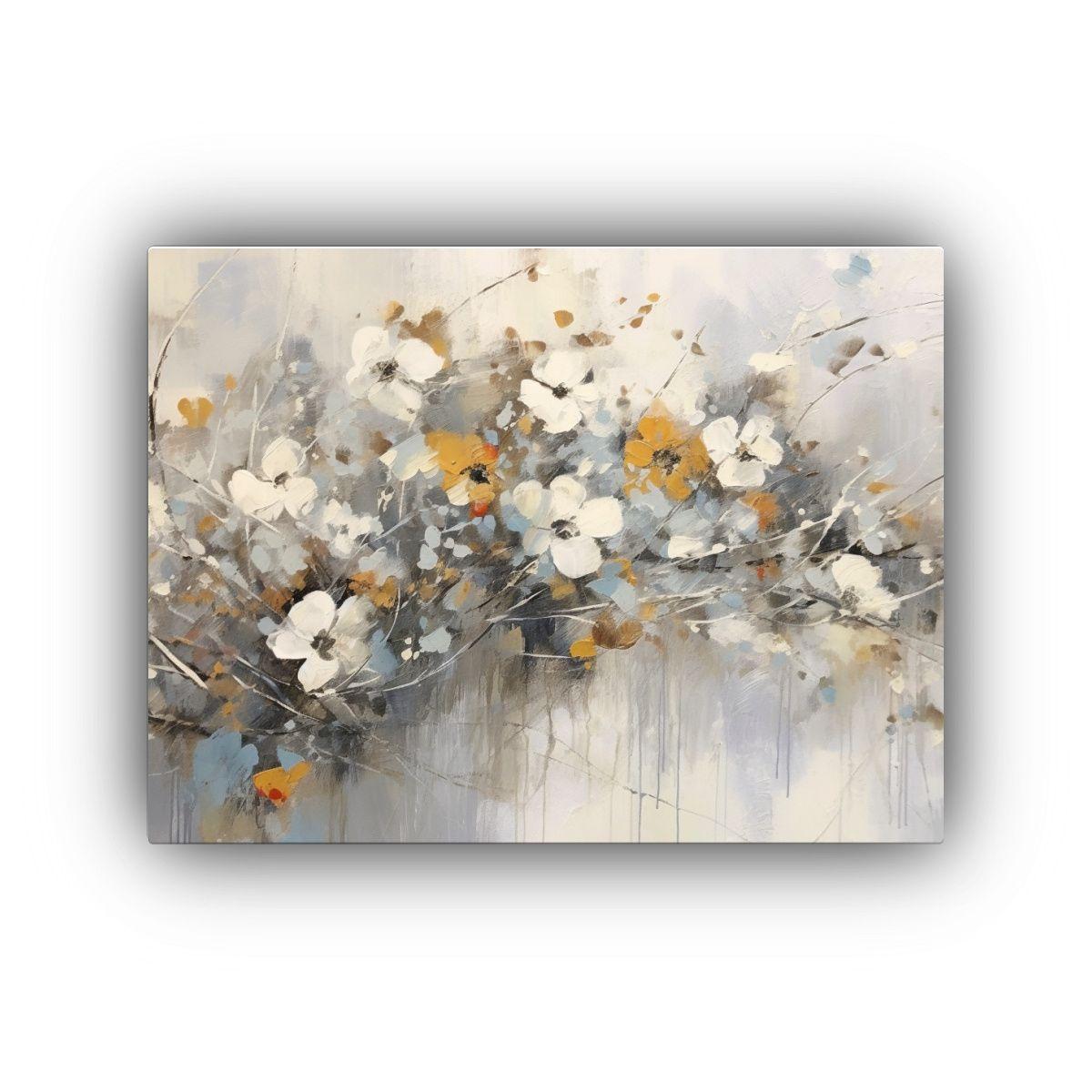 Pintura Abstracta Floral Neutra Por Briggman: 60x40cm-0