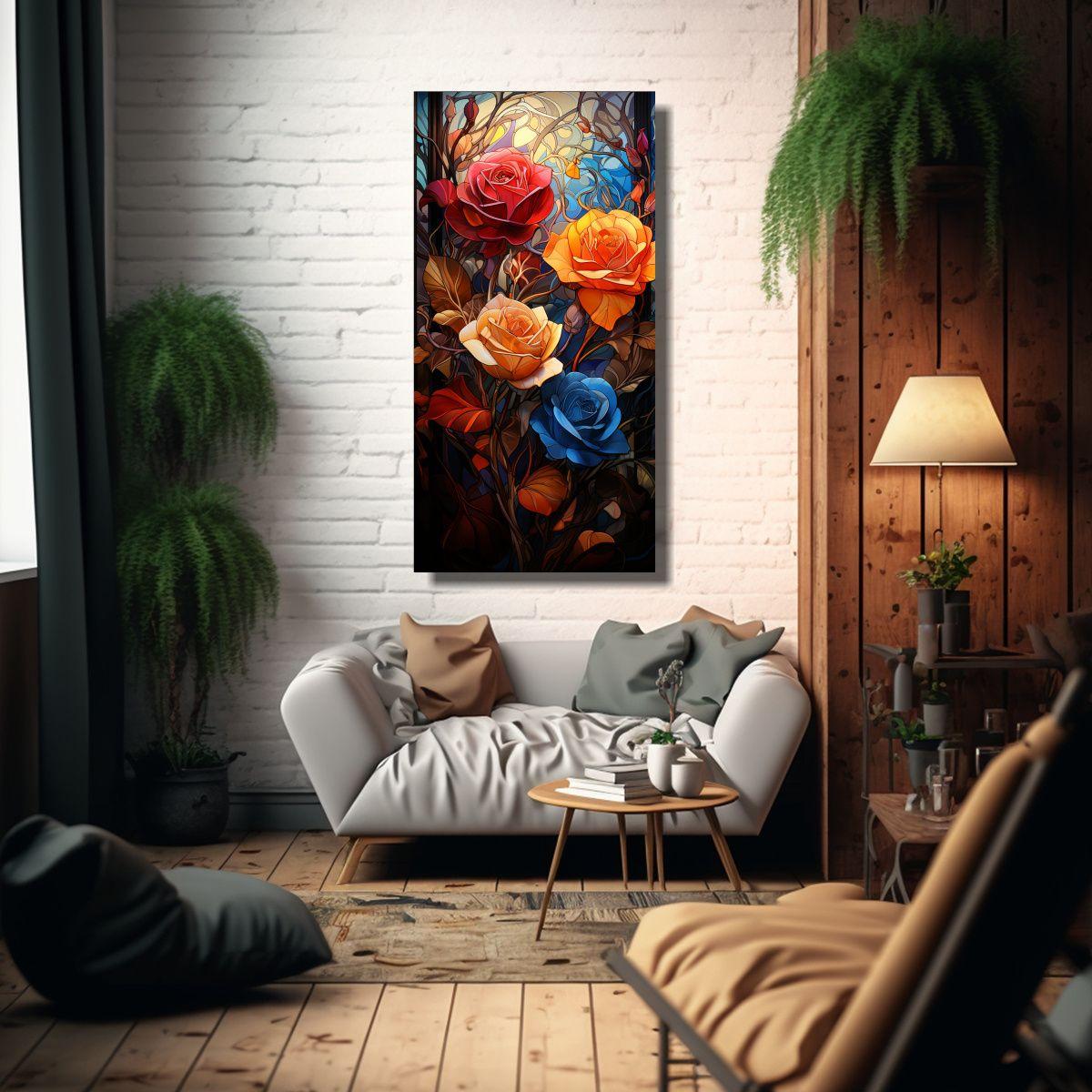 Cuadro Movimiento Armonía Cromática Roses Style 20x40cm-2