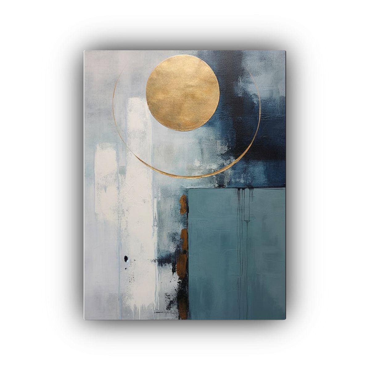 Cuadro Acuarela Unica Diseño Moderno Minimalista En Tonos G 50x65cm-0