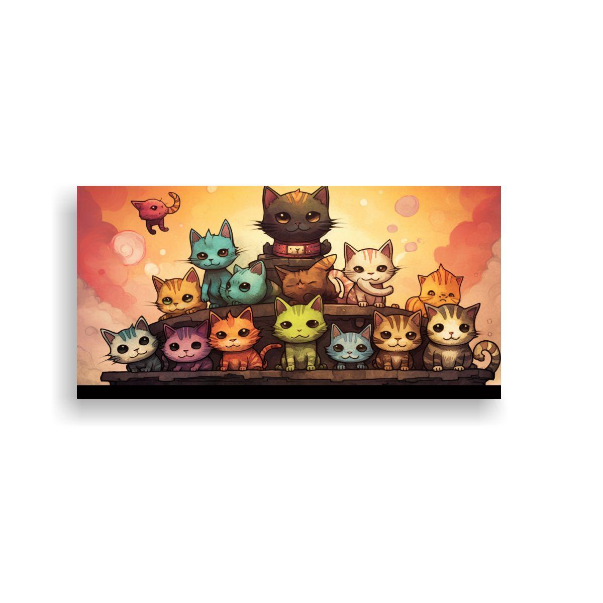 Pinturas Decorativas De Gatos De Muchos Colores 140x70cm-0