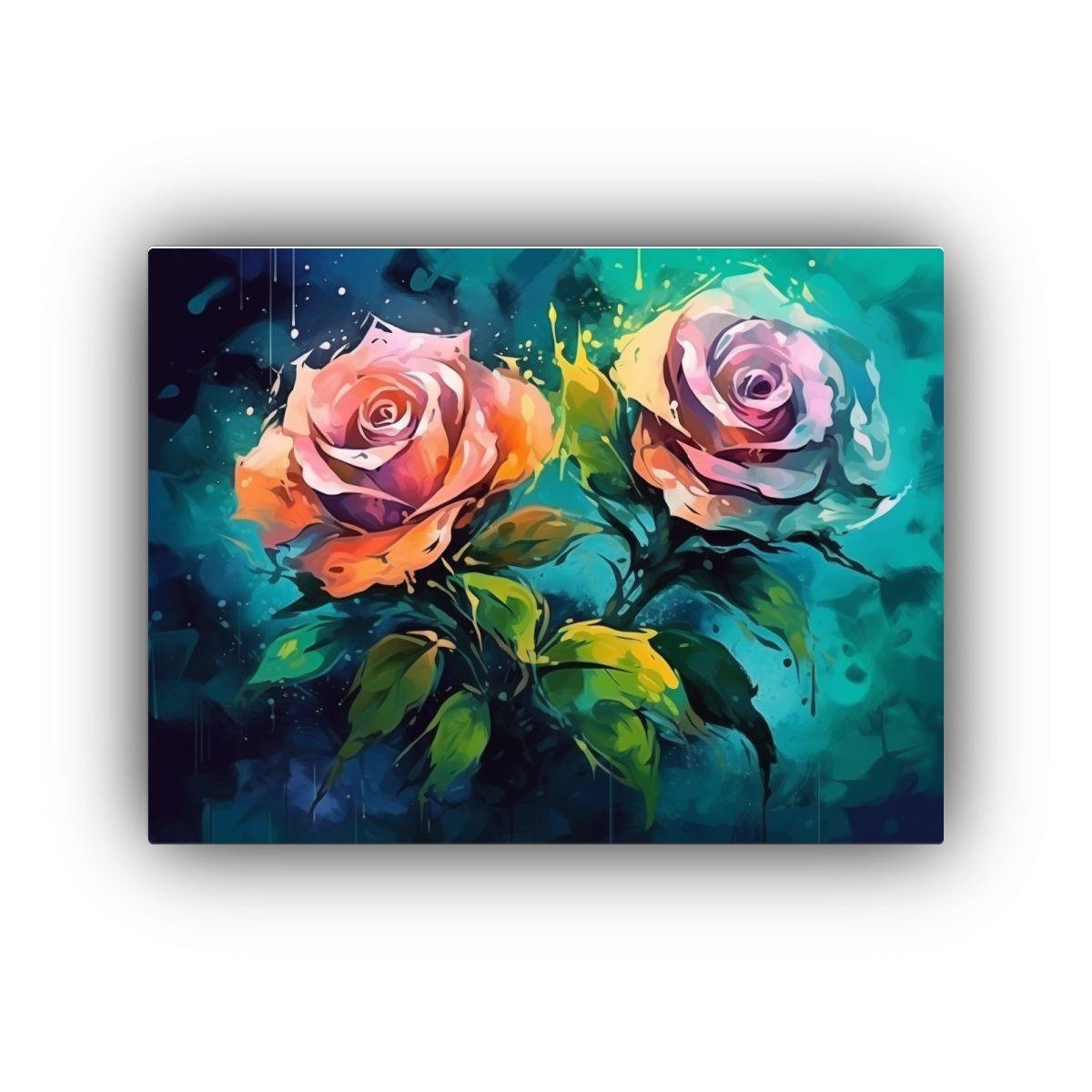 Pintura Mural De Alta Calidad Con Flores De Rosa Floreciendo 120x80cm-0