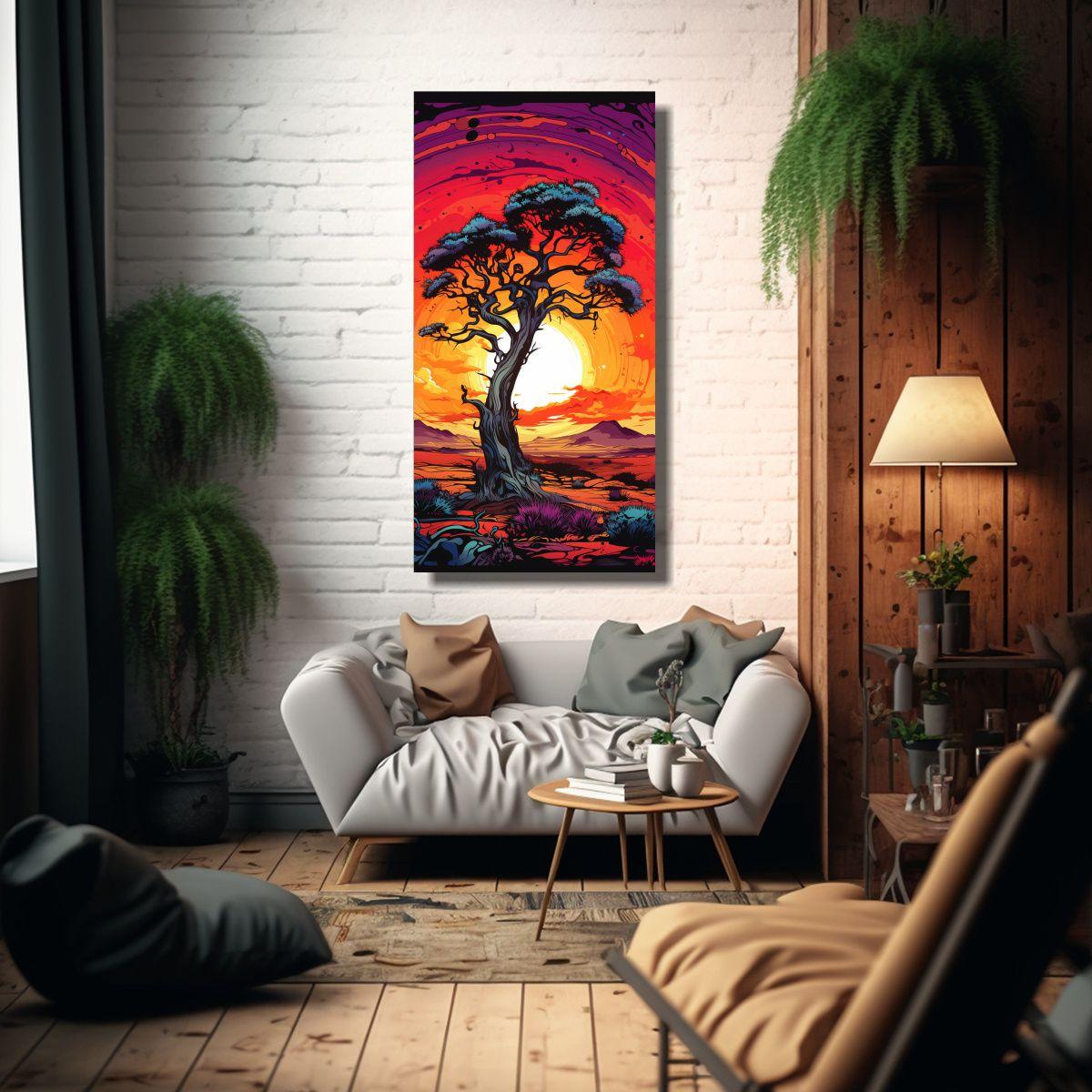 Cuadro De Madera Con Vibrantes Colores De Una Saba 60x120cm-2