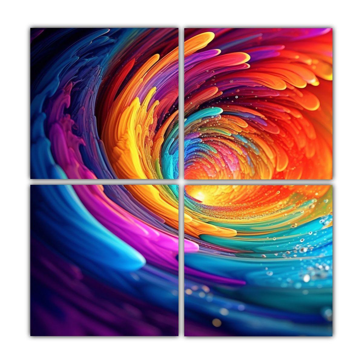 4 Cuadros Hermoso Esquema De Arte Colorido Y En 60x60 Cm-0