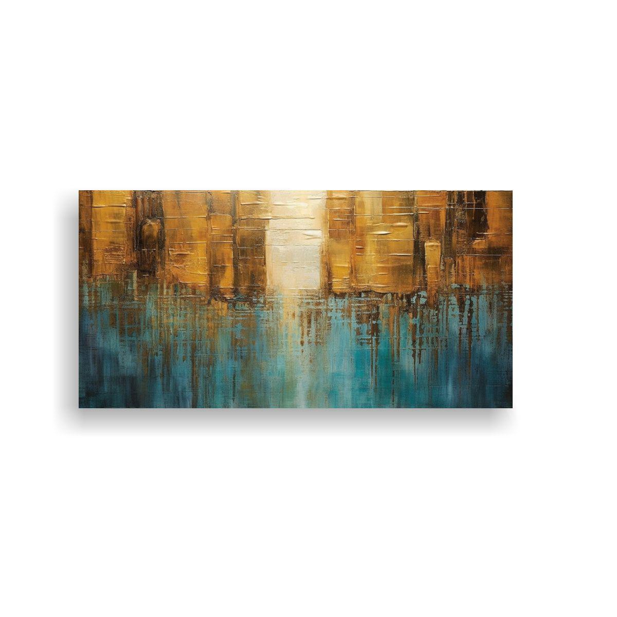 Cuadro Azul Con Amarillo Y Marrón Para 140x70cm-0