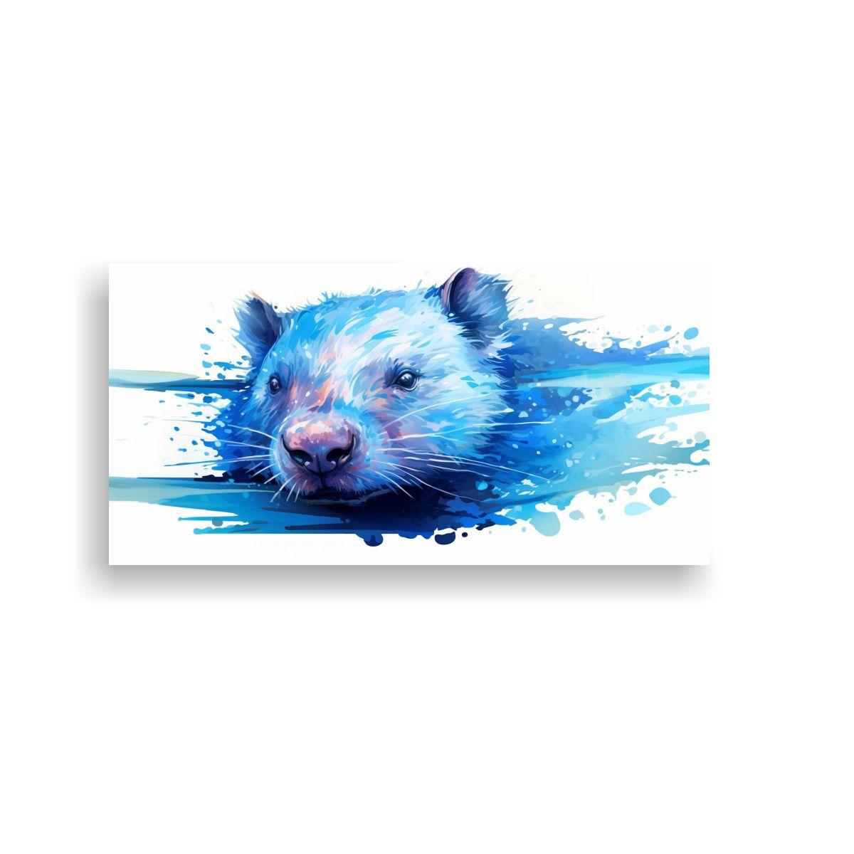 Lienzo De Tela Con Wombats En Colores Iridiscentes 40x20cm-0