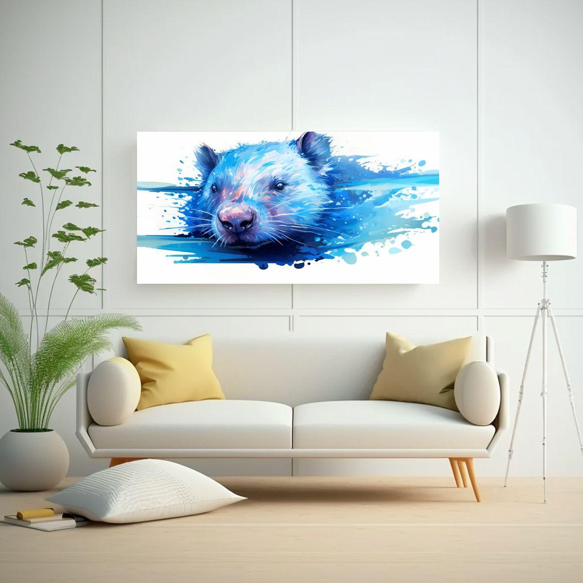 Lienzo De Tela Con Wombats En Colores Iridiscentes 40x20cm-2