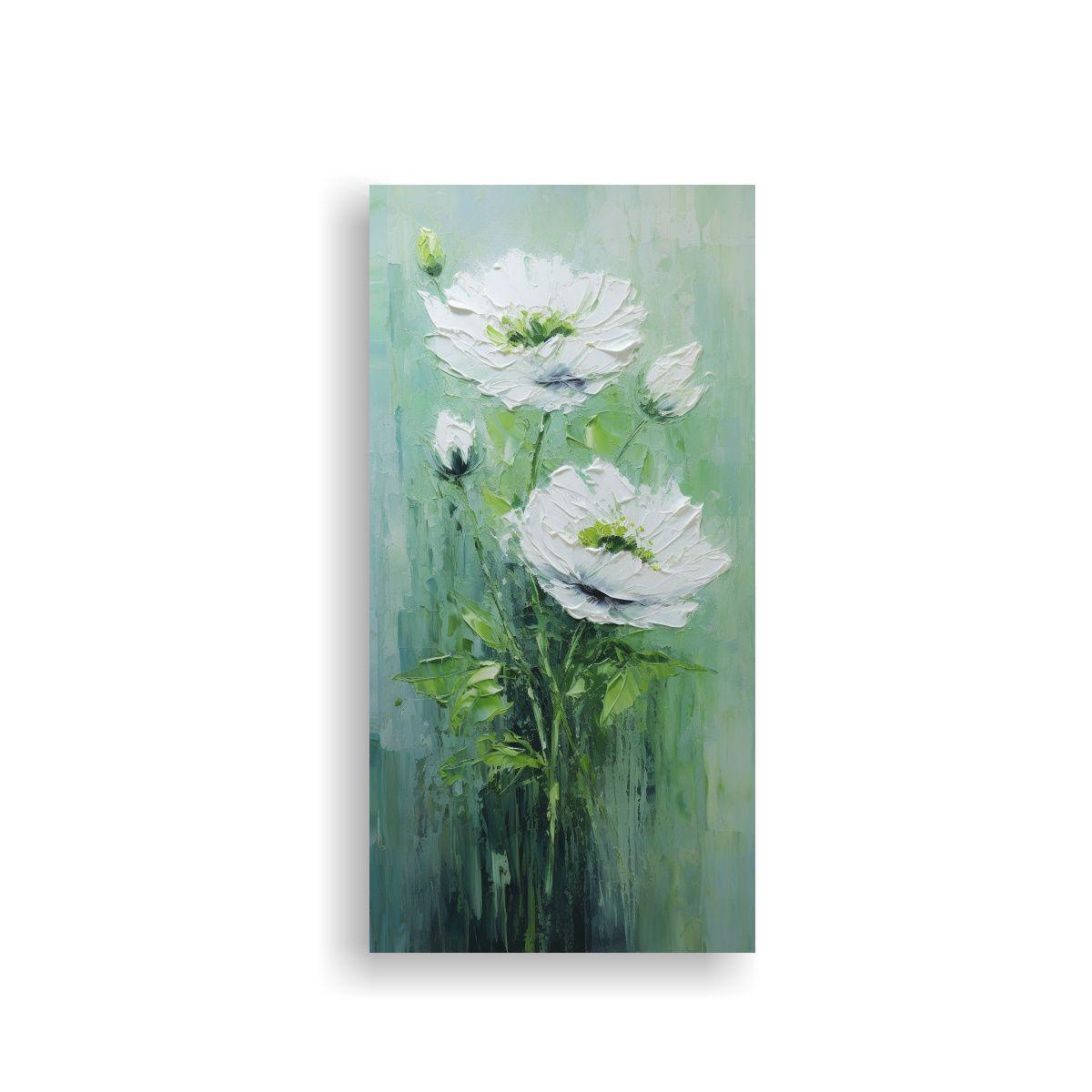 Arte Imagen Regalo Pintura Verde Peonías Estilo 30x60cm-0