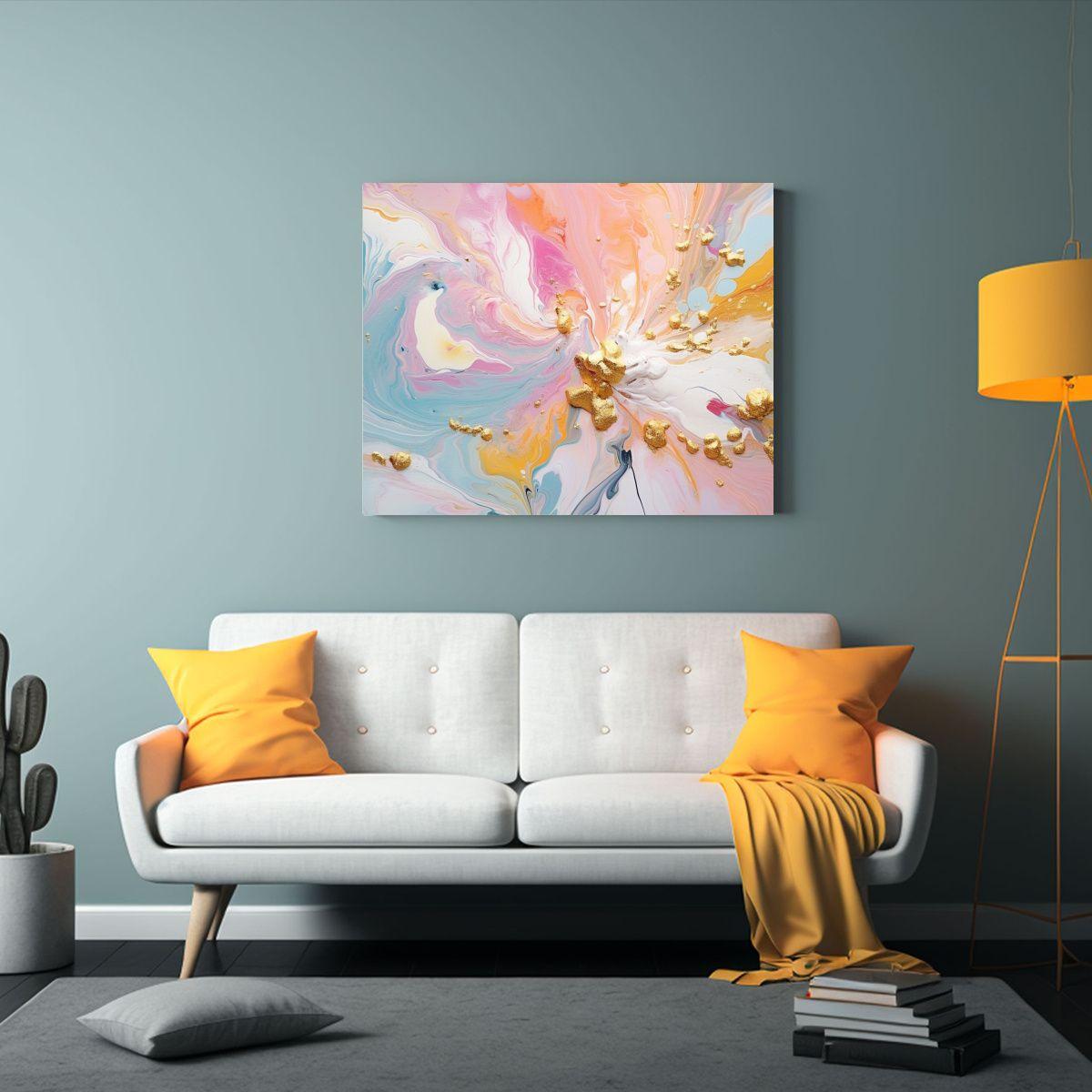 Pintura De Composición Expresión Poder En Mármol Blanco Y 65x50cm-2