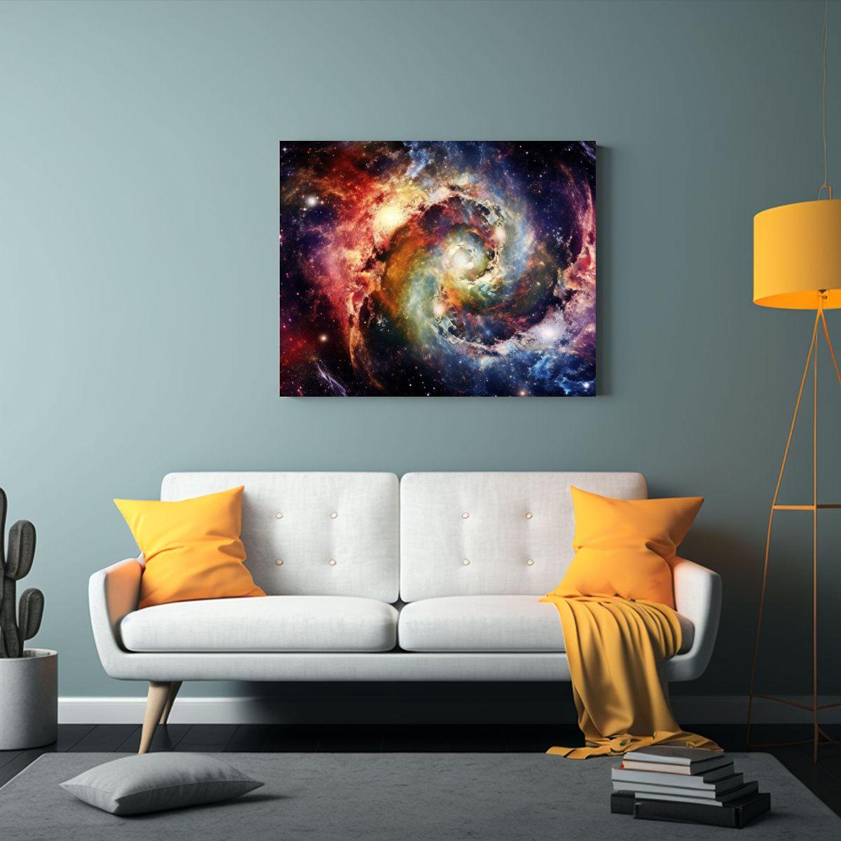 Cuadro De Tela Fantástico: Galaxia Del Espacio Exterior Y P 75x50cm-2