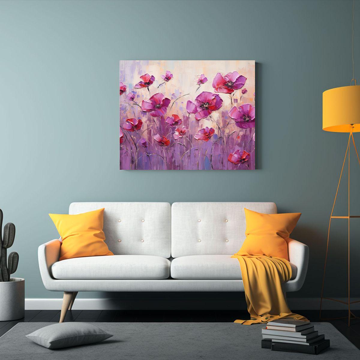 Pintura De Flores En Lienzo Con Combinación 65x50cm-2