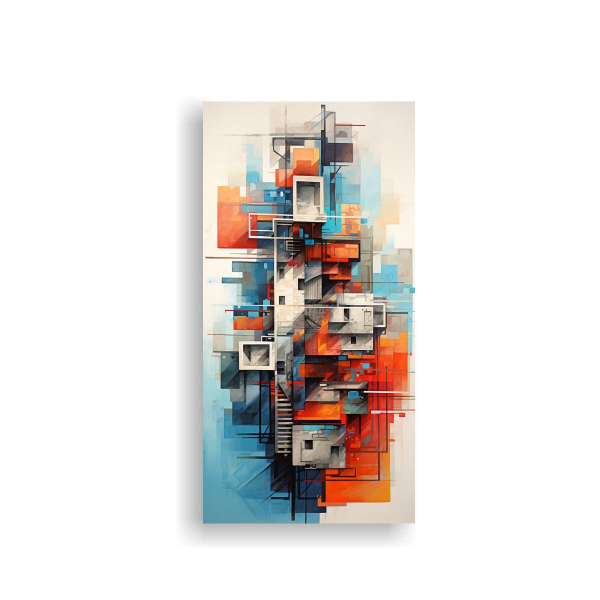 Cuadro Abstracto De Fusión De Arquitectura Y 20x40cm-0