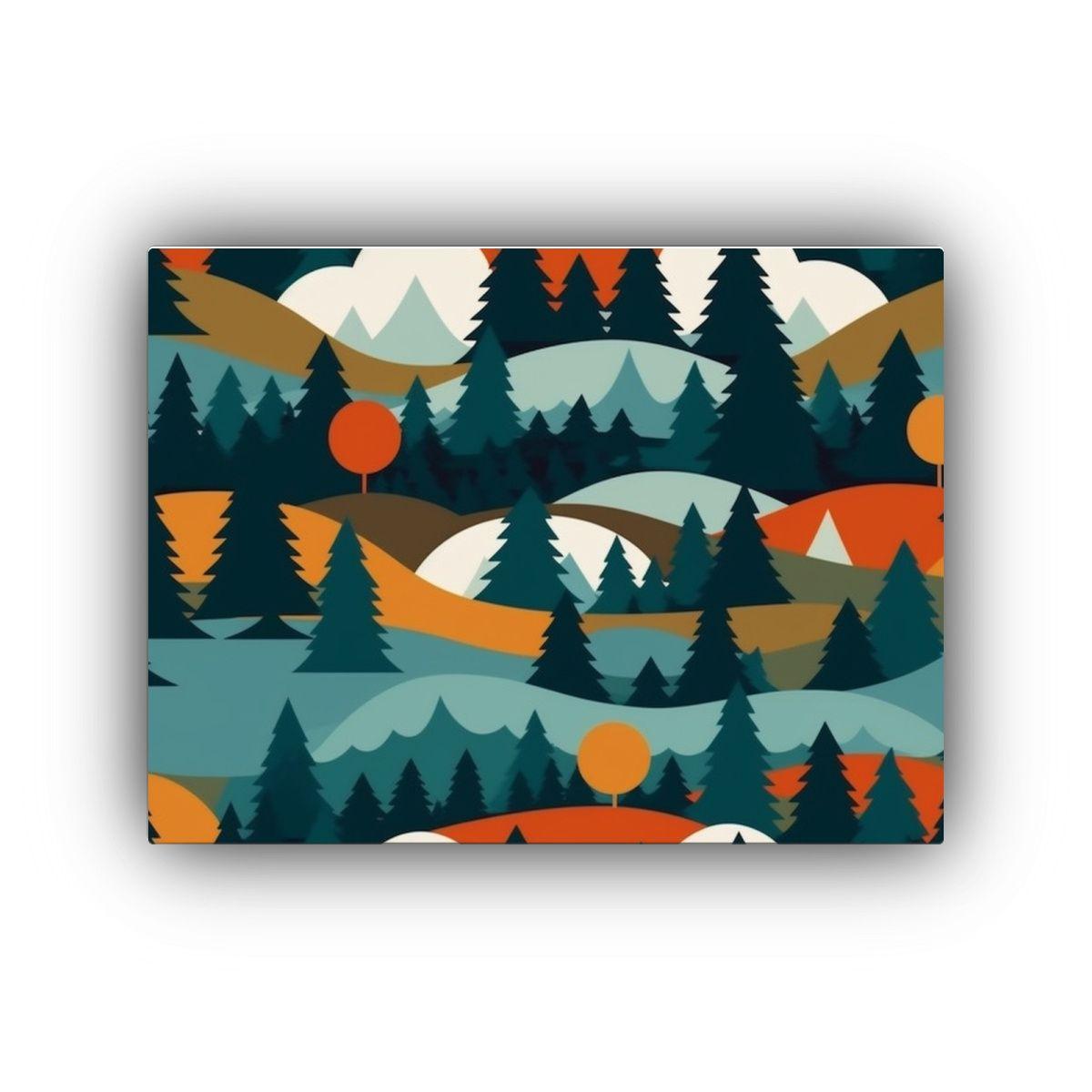 Cuadros Geométricos Tritone De Paisajes Forestales De Los A 90x60cm-0