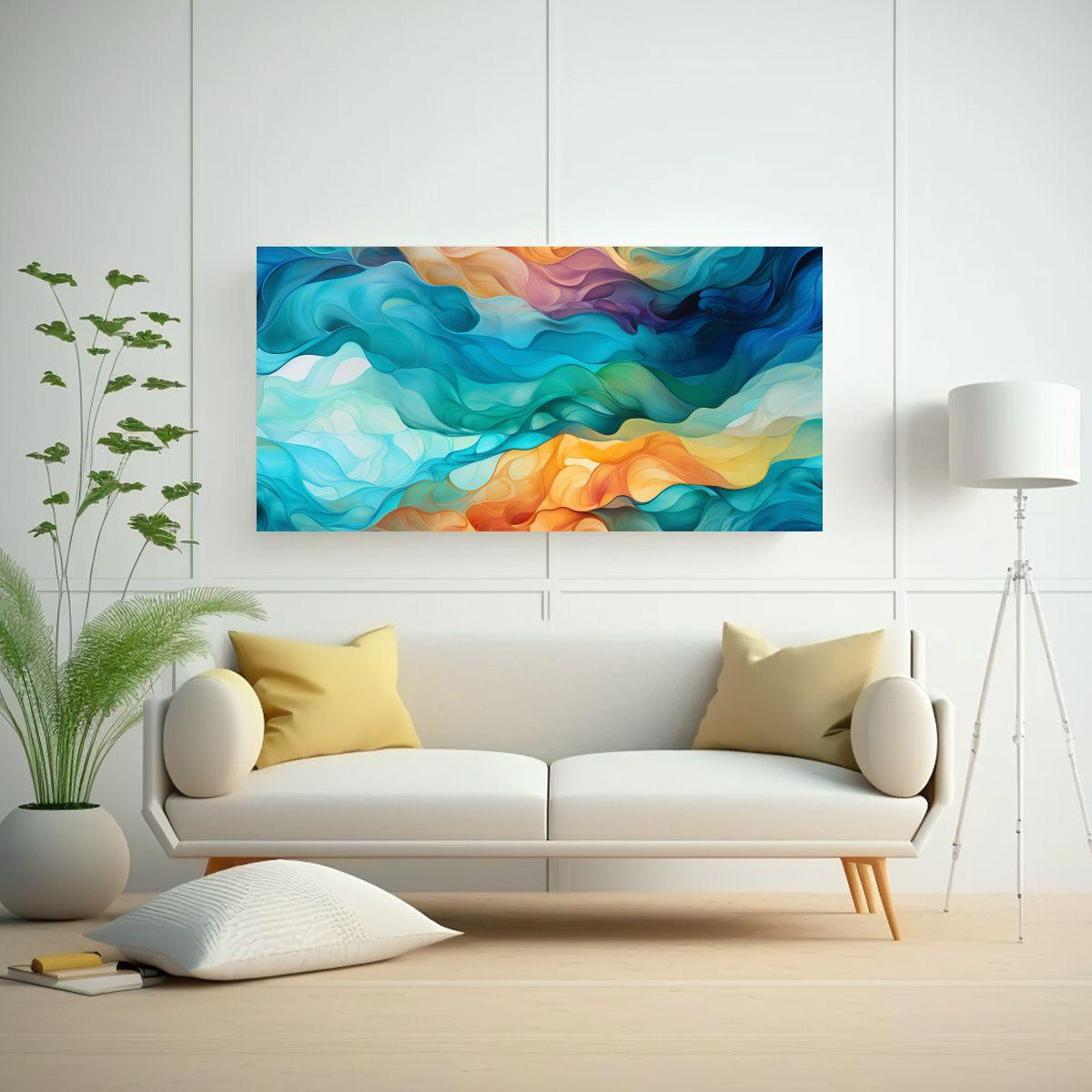 Cuadro Abstracto Colorido Con Energía Alegre 100x50cm-2