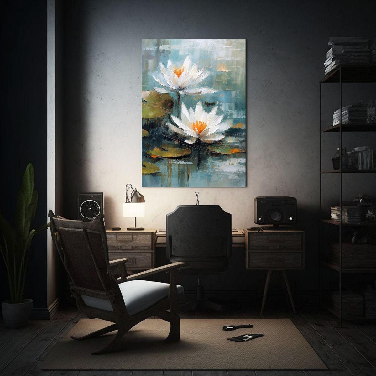 Pintura Abstracta Gruesa En Bastidor Flor De Loto 50x65cm-2