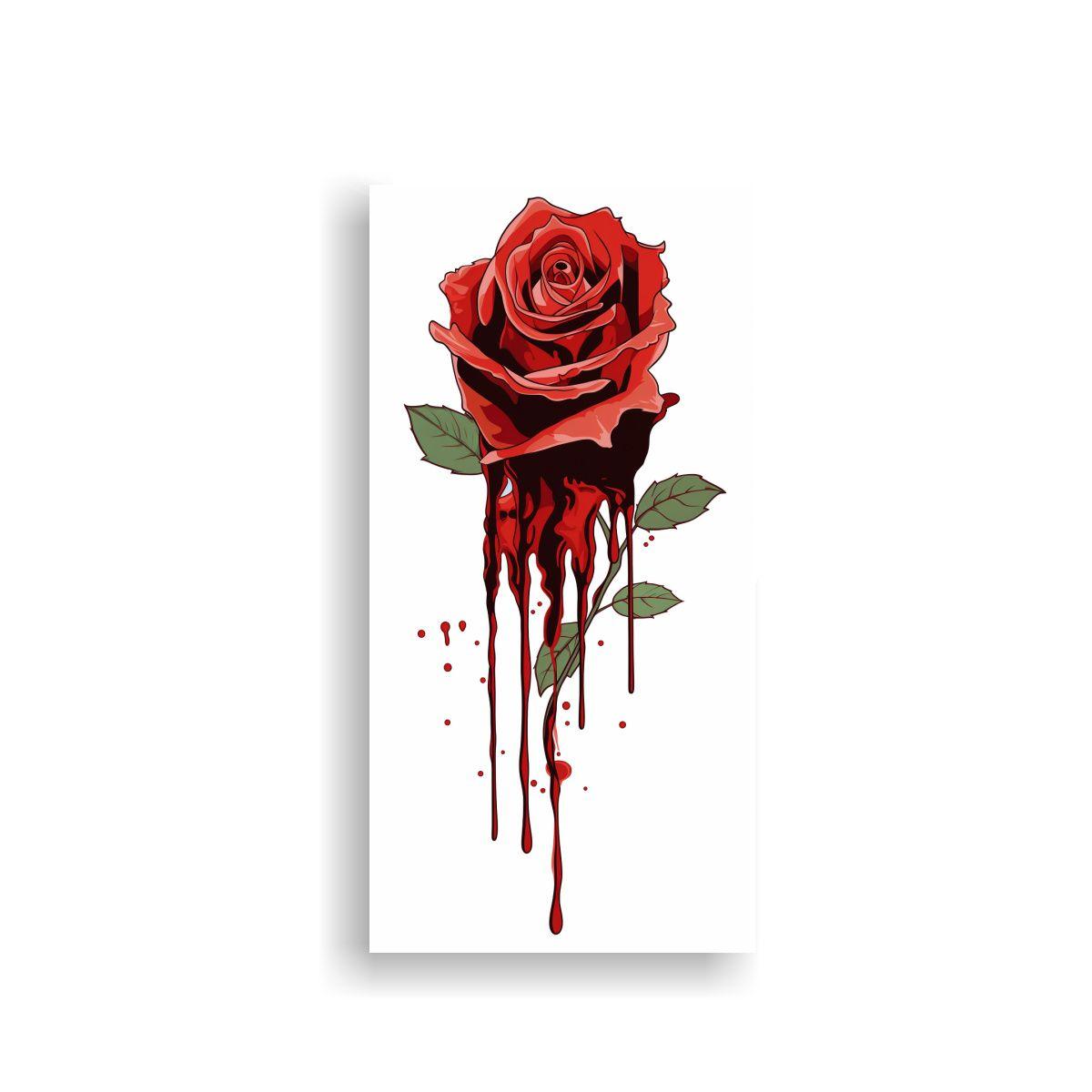 Pintura Lienzo Inspiradora De Una Rosa Que Sangra 80x160cm-0