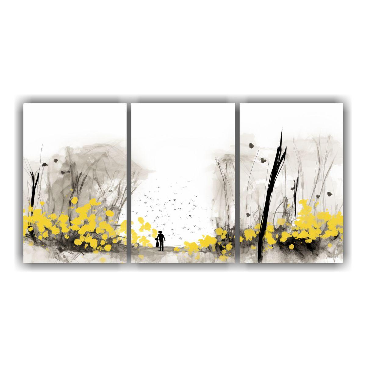 Conjunto 3 Cuadros Diseño Minimalista Estilo 150x75 Cm-0