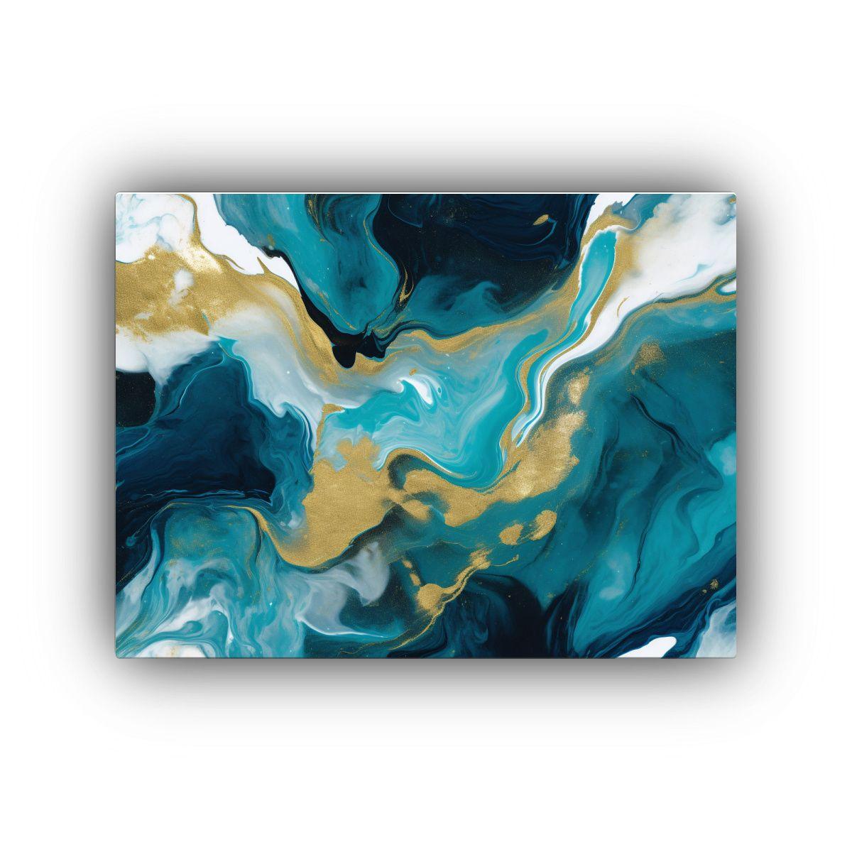 Cuadro Dibujo Belleza Abstracto Azul Y Dorado, Estilo Elegan 120x80cm-0