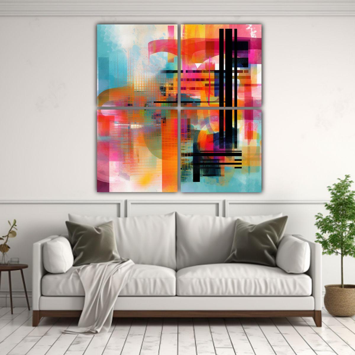 Obra De Arte Abstracta Digital Que Despierta 40x40 Cm-2