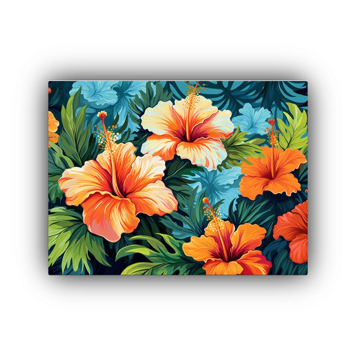 Pinturas De Decoración Con Fondo De Hibisco Tropical En Rel 40x30cm-0