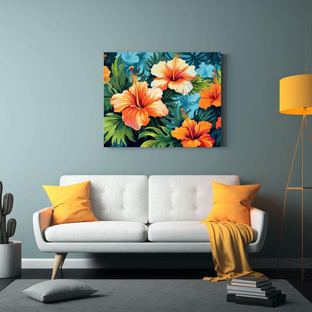 Pinturas De Decoración Con Fondo De Hibisco Tropical En Rel 40x30cm-2